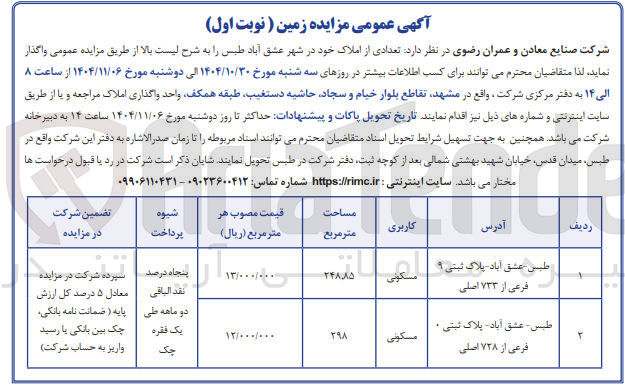 تصویر کوچک آگهی تعدادی از املاک
