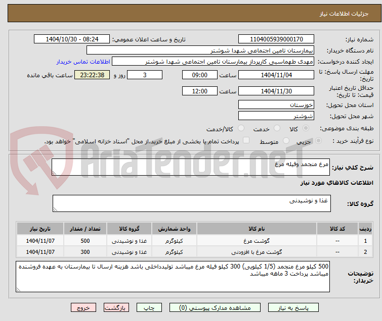 تصویر کوچک آگهی مرغ منجمد وفیله مرغ
