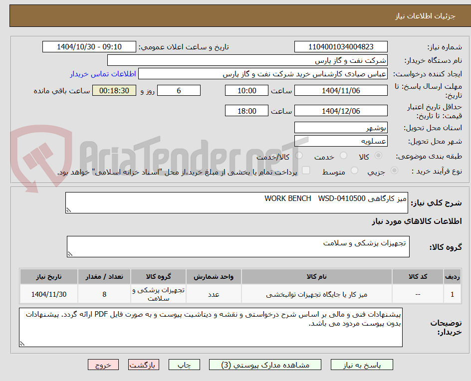 تصویر کوچک آگهی میز کارگاهی WORK BENCH   WSD-0410500