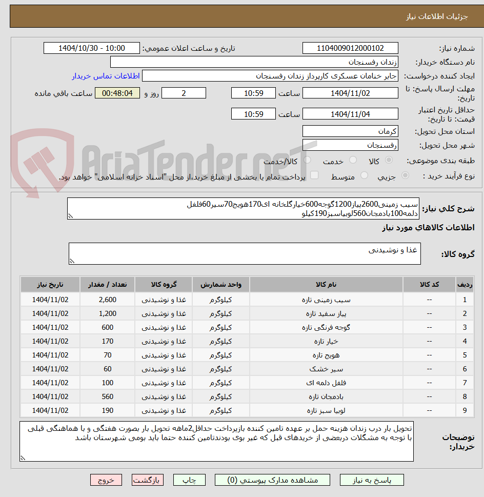 تصویر کوچک آگهی سیب زمینی2600پیاز1200گوجه600خیارگلخانه ای170هویج70سیر60فلفل دلمه100بادمجان560لوبیاسبز190کیلو