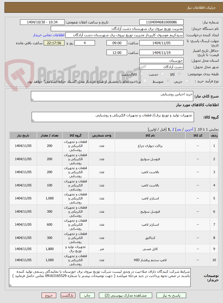 تصویر کوچک آگهی خرید اجناس روشنایی  