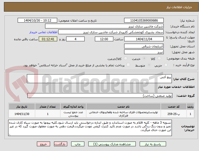 تصویر کوچک آگهی پیچ آلنی
