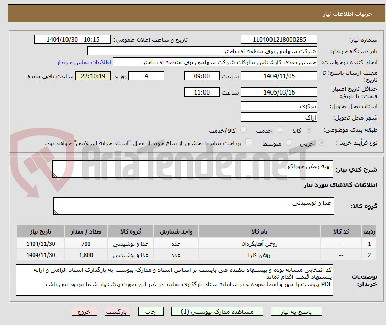 تصویر کوچک آگهی تهیه روغن خوراکی