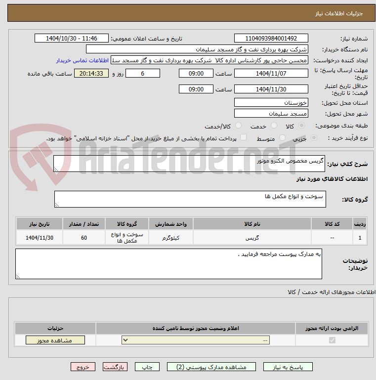 تصویر کوچک آگهی گریس مخصوص الکترو موتور