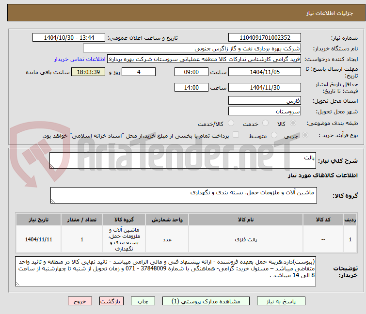 تصویر کوچک آگهی پالت
