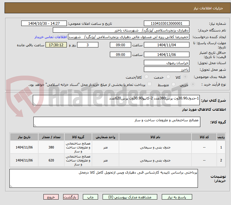 تصویر کوچک آگهی 1-جدول30.90وت پرس380عدد 2-کانیو30.90وت پرس620عدد