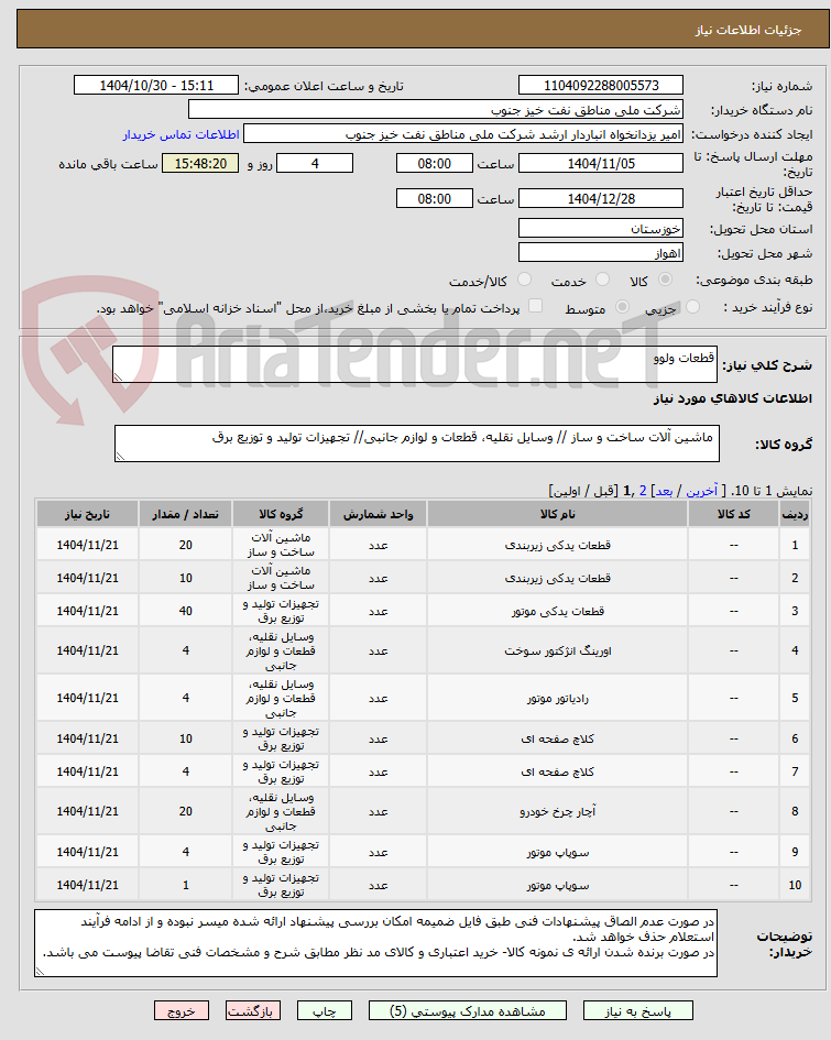تصویر کوچک آگهی قطعات ولوو