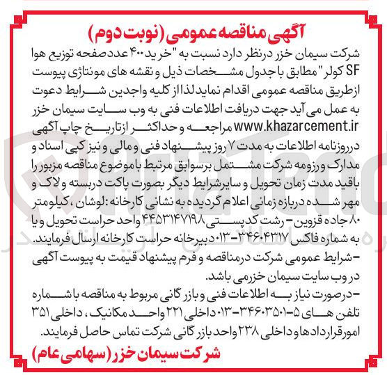 تصویر کوچک آگهی خرید ۴۰۰ عدد صفحه توزیع هوا SF کولر