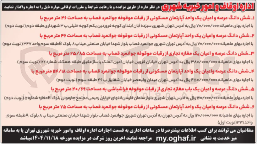 تصویر کوچک آگهی اجاره املاک