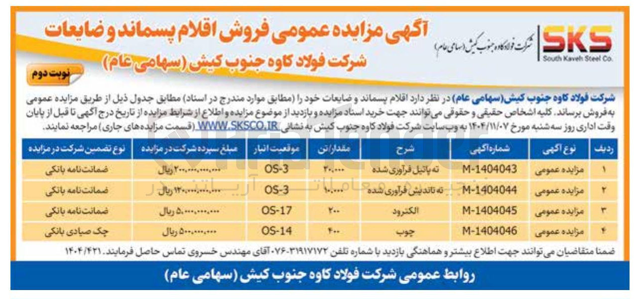 تصویر کوچک آگهی فروش ته پاتیل فرآوری شده