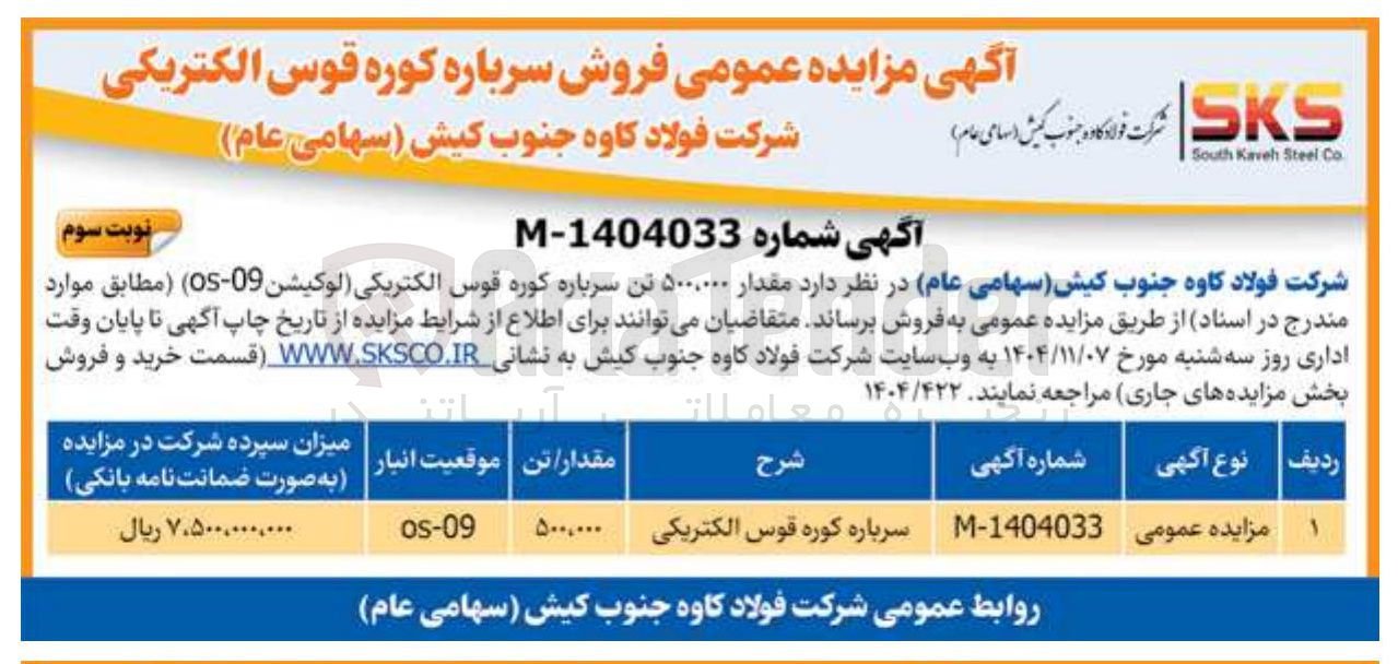 تصویر کوچک آگهی فروش مقدار 500.000 تن سرباره کوره قوس الکتریکی