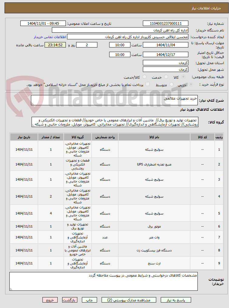 تصویر کوچک آگهی خرید تجهیزات علائمی
