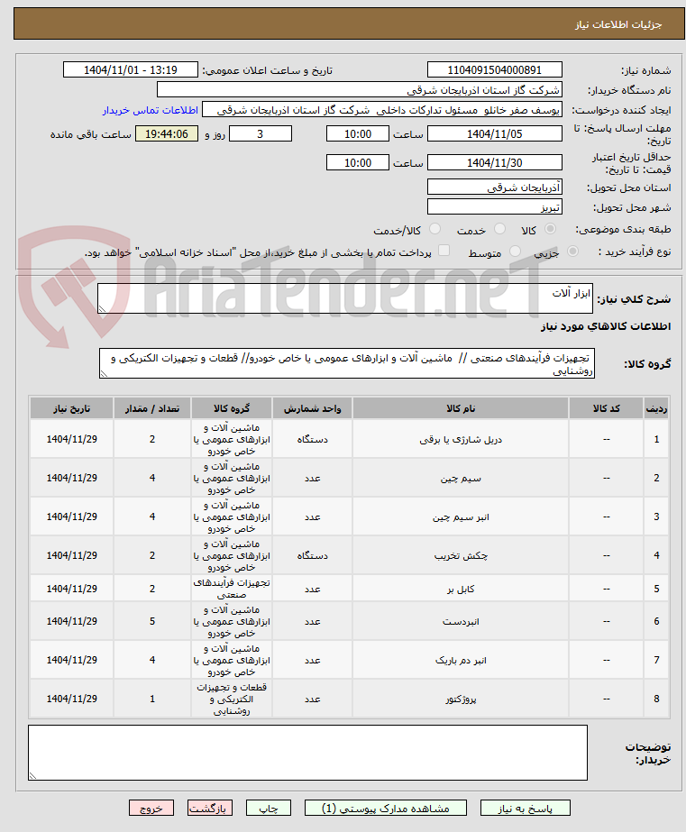 تصویر کوچک آگهی ابزار آلات