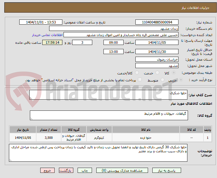 تصویر کوچک آگهی حلوا شکری