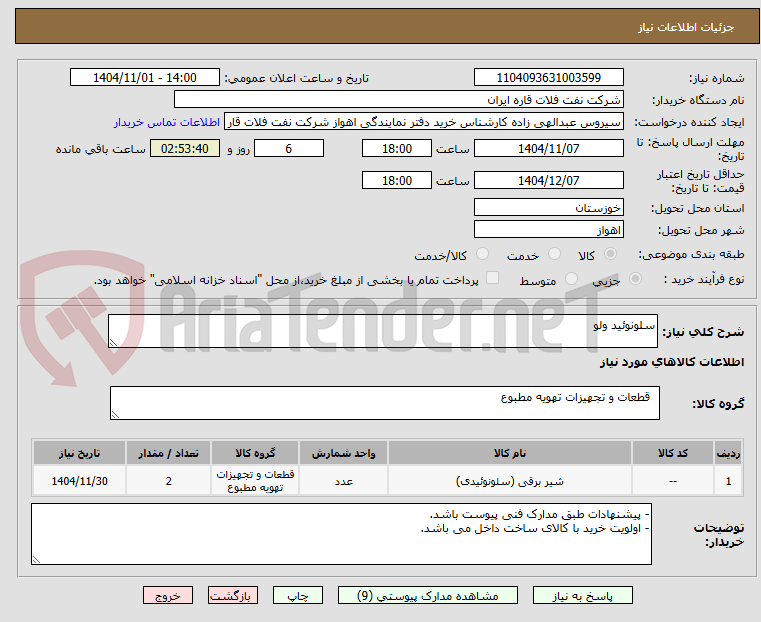 تصویر کوچک آگهی سلونوئید ولو