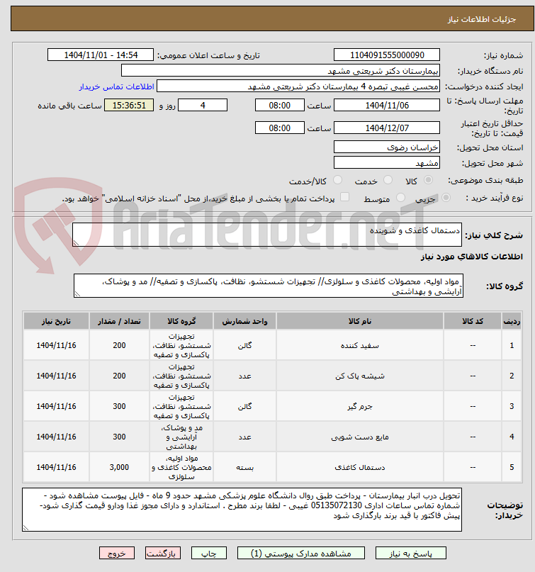 تصویر کوچک آگهی دستمال کاغذی و شوینده