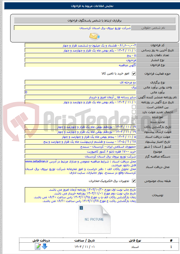 تصویر کوچک آگهی خرید ۱۷۰۰ فقره تابلو ۶ کنتور کامپوزیت