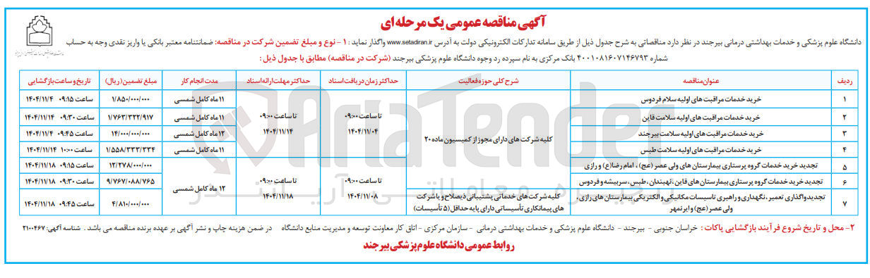تصویر کوچک آگهی  خرید خدمات مراقبت های اولیه سلامت