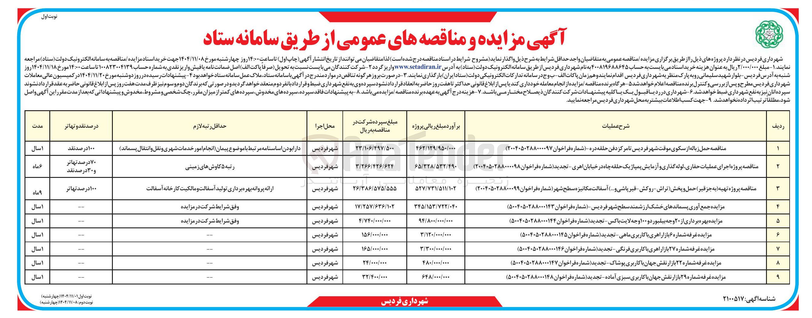 تصویر کوچک آگهی حمل زباله از سکوی موقت تا مرکز دفن