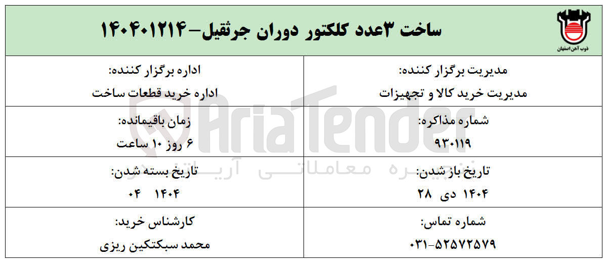 تصویر کوچک آگهی ساخت ۳ عدد کلکتور دوران جرثقیل