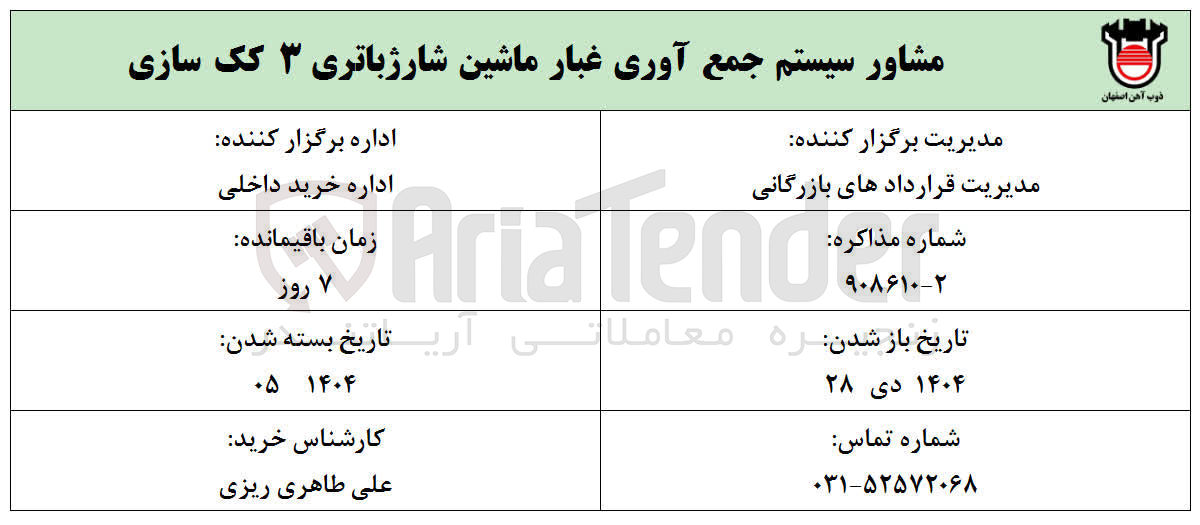 تصویر کوچک آگهی مشاور سیستم جمع آوری غبار ماشین شارژ باتری ۳ کک سازی