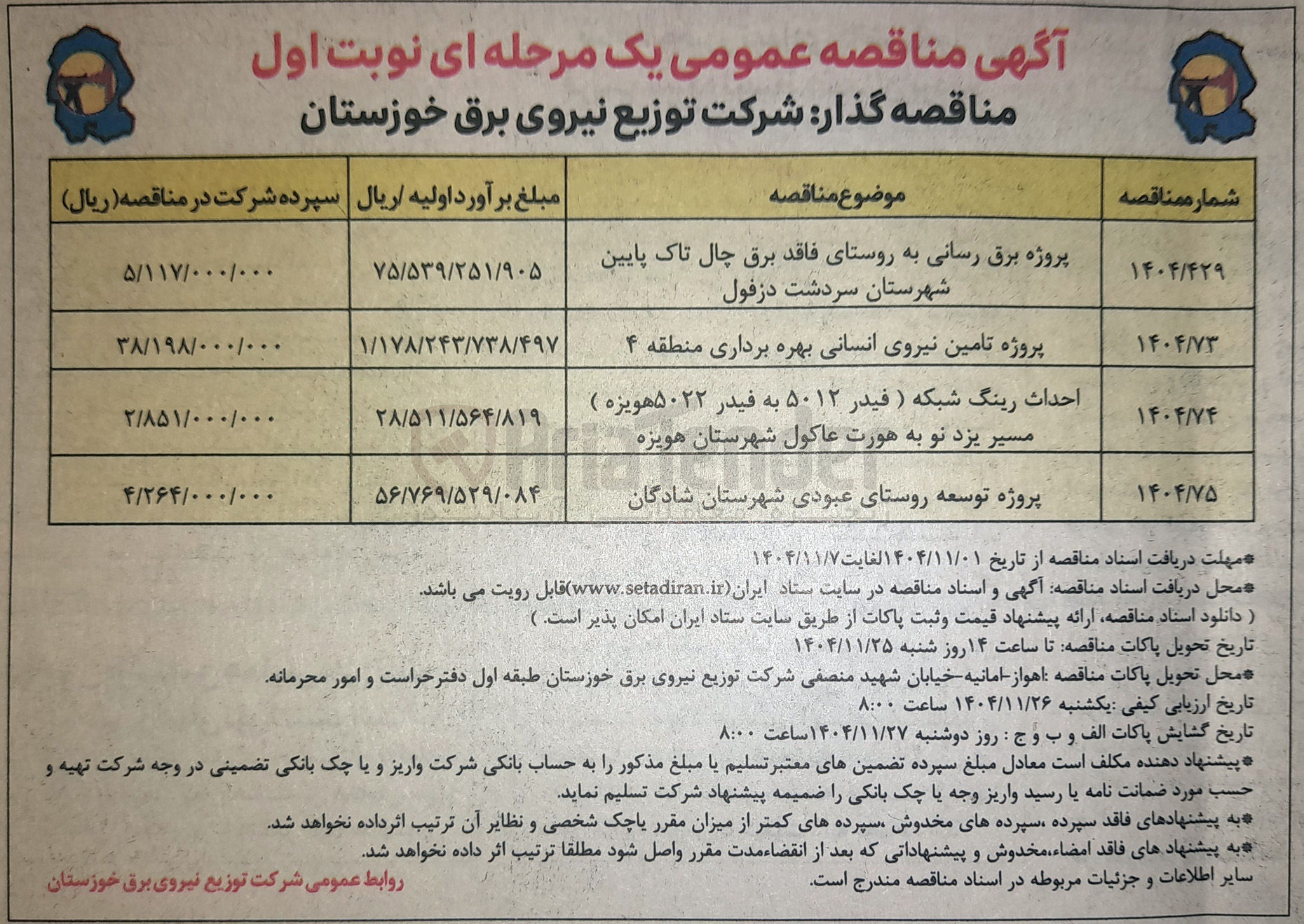 تصویر کوچک آگهی پروژه تامین نیروی انسانی بهره برداری