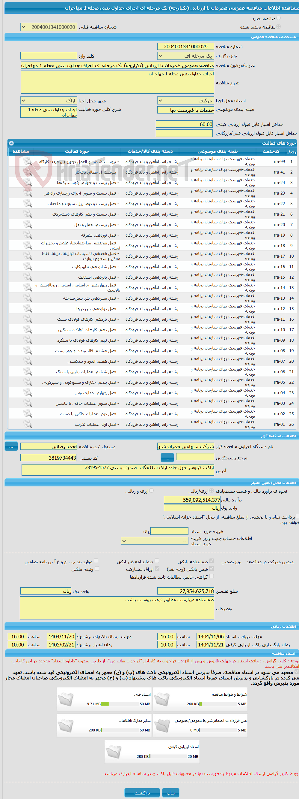 تصویر کوچک آگهی مناقصه عمومی همزمان با ارزیابی (یکپارچه) یک مرحله ای اجرای جداول بتنی محله 1 مهاجران