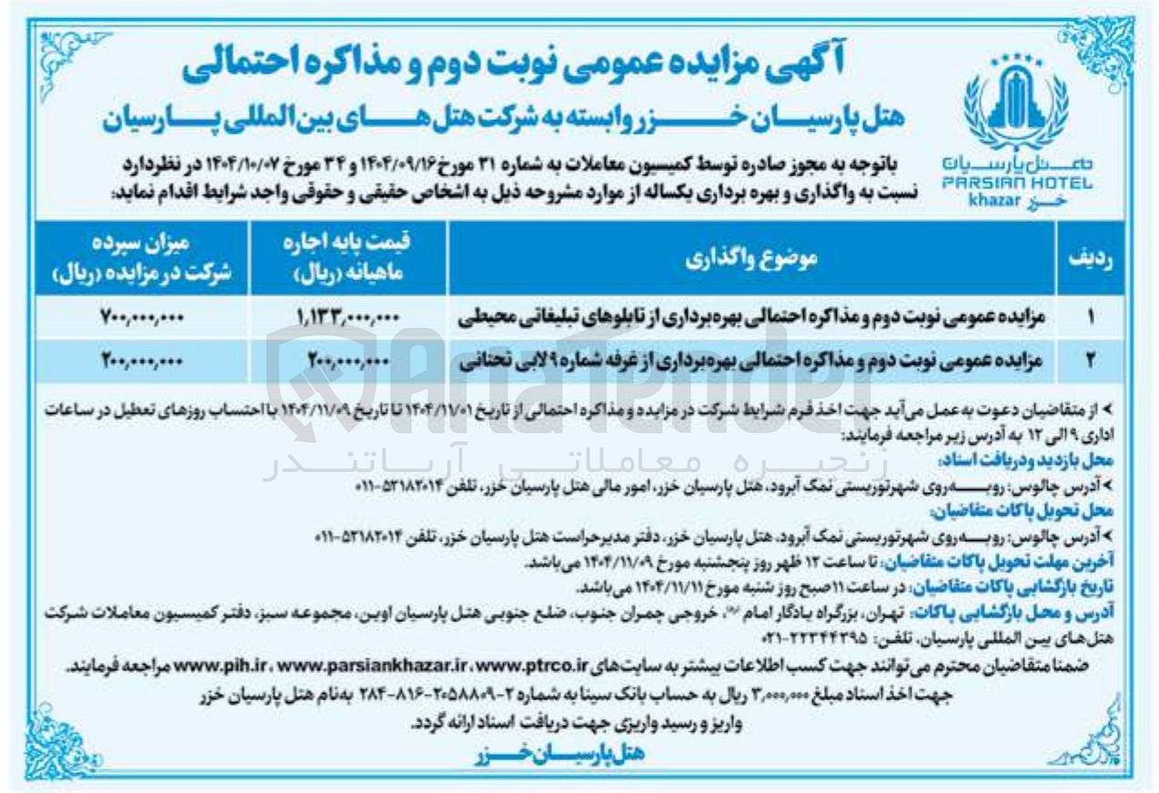 تصویر کوچک آگهی بهره برداری از تابلوهای تبلیغاتی محیطی - بهره برداری از غرفه شماره ۹ لابی تحتانی