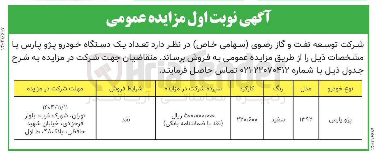 تصویر کوچک آگهی فروش تعداد یک دستگاه خودرو پژو پارس