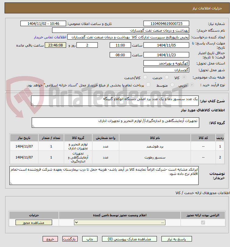 تصویر کوچک آگهی یک عدد سنسور دما و یک عدد برد اصلی دستگاه اتوکلاو گتینگه 