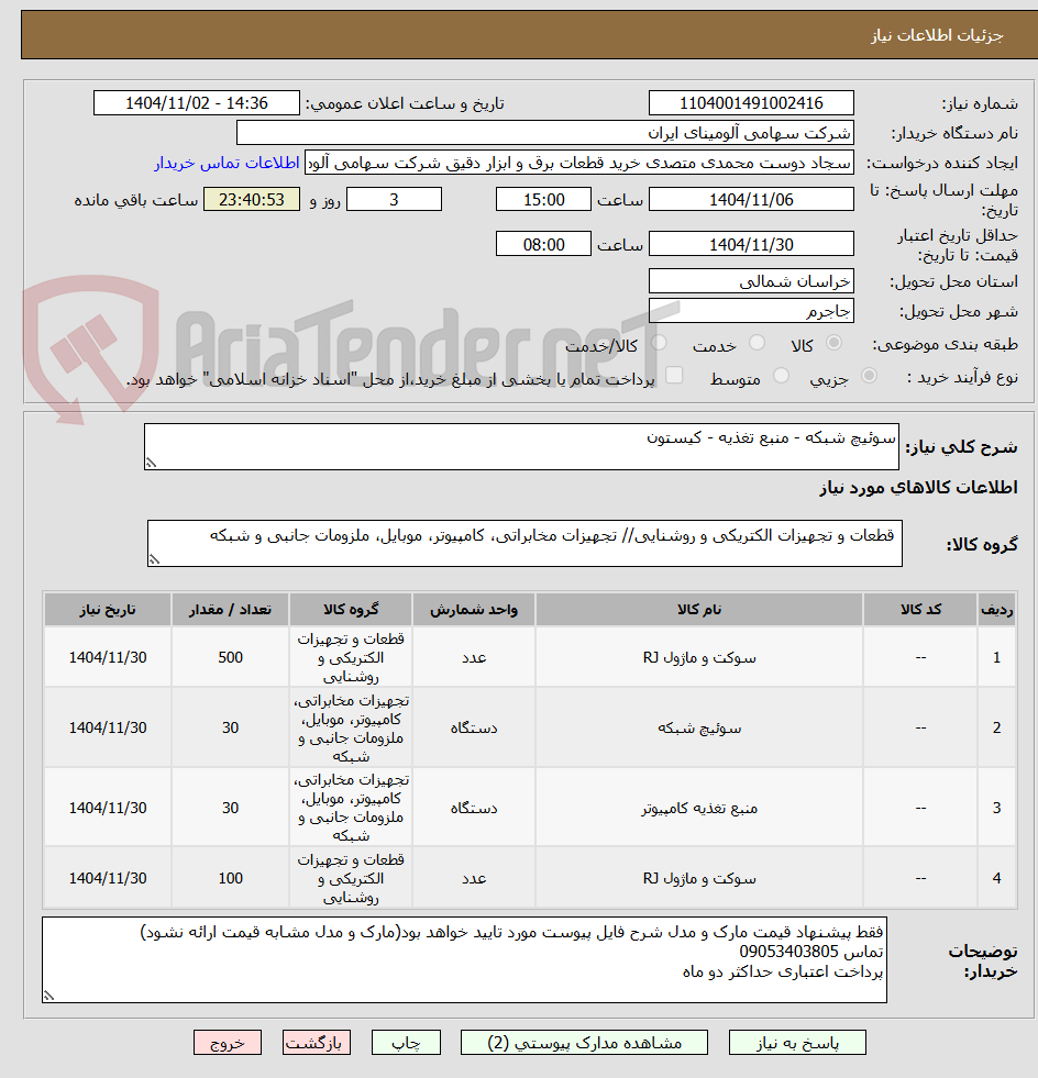تصویر کوچک آگهی سوئیچ شبکه - منبع تغذیه - کیستون