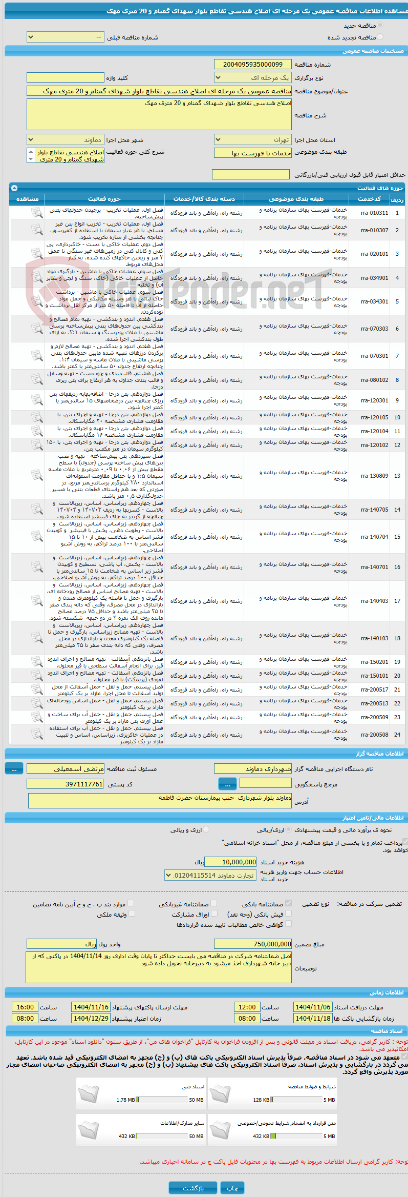 تصویر کوچک آگهی مناقصه عمومی یک مرحله ای اصلاح هندسی تقاطع بلوار شهدای گمنام و 20 متری مهک