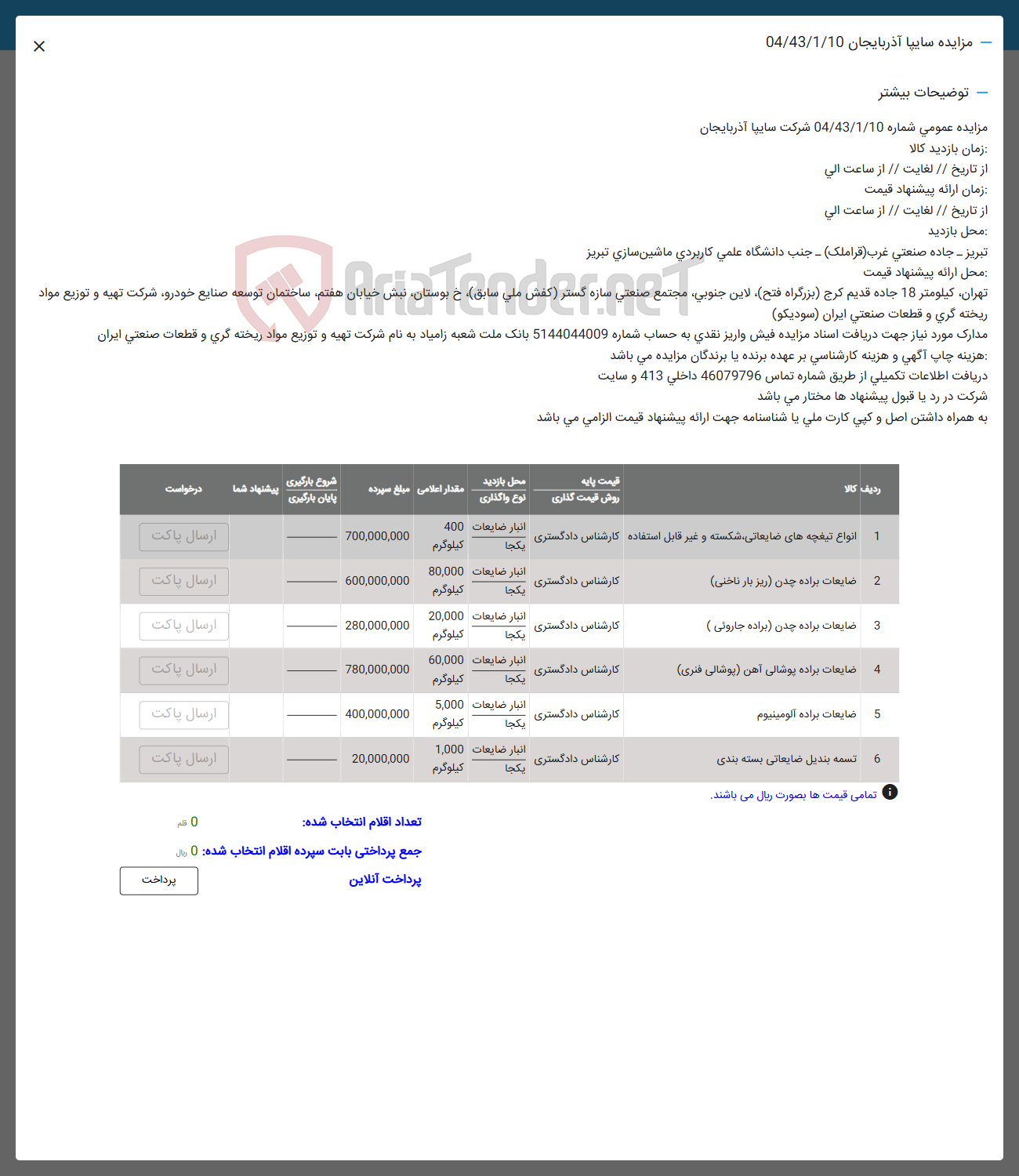 تصویر کوچک آگهی انواع تیغچه های ضایعاتی شکسته و غیر قابل استفاده