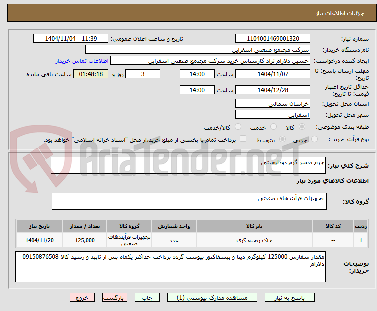 تصویر کوچک آگهی جرم تعمیر گرم دودلومیتی