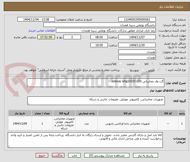 تصویر کوچک آگهی گت وی مخابراتی synway smg1032C-32s