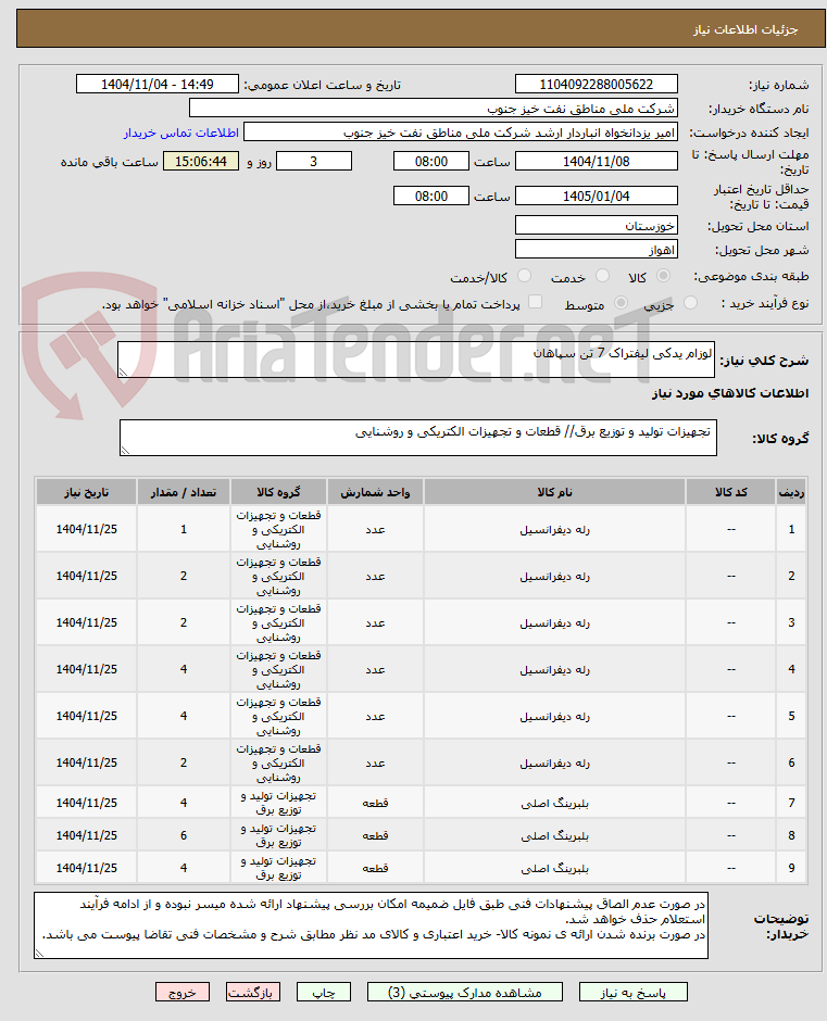 تصویر کوچک آگهی لوزام یدکی لیفتراک 7 تن سپاهان