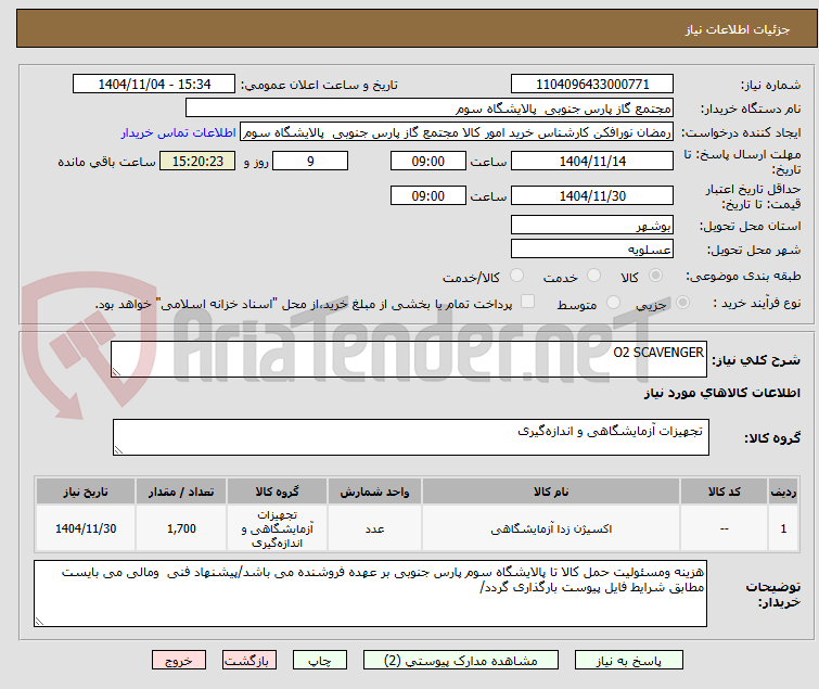 تصویر کوچک آگهی O2 SCAVENGER