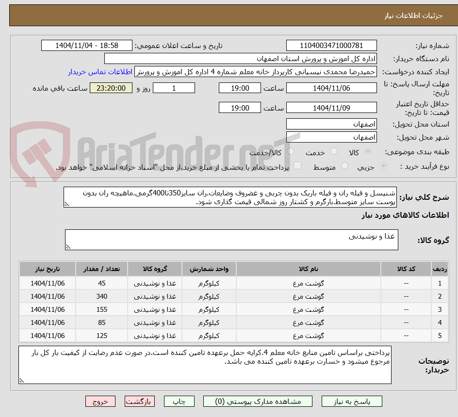 تصویر کوچک آگهی شنیسل و فیله ران و فیله باریک بدون چربی و غضروف وضایعات.ران سایز350تا400گرمی.ماهیچه ران بدون پوست سایز متوسط.بارگرم و کشتار روز شمالی قیمت گذاری شود.