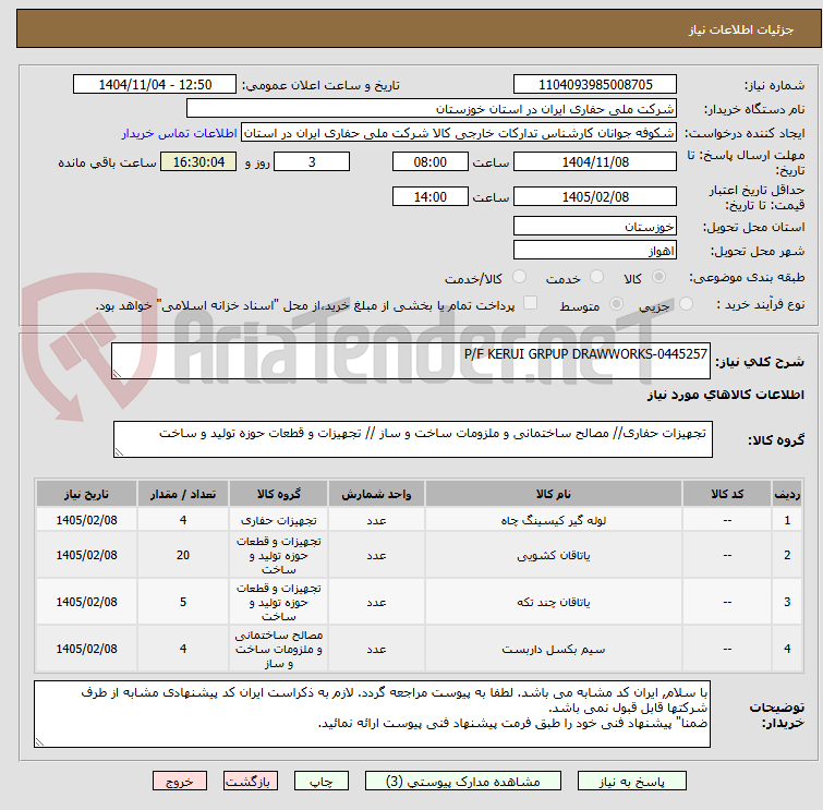 تصویر کوچک آگهی P/F KERUI GRPUP DRAWWORKS-0445257