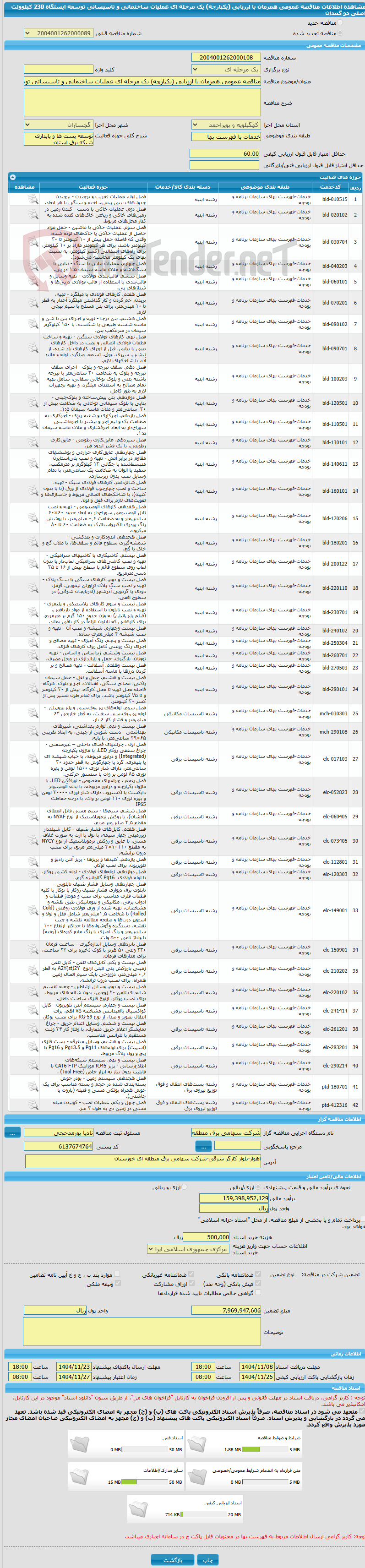 تصویر کوچک آگهی مناقصه عمومی همزمان با ارزیابی (یکپارچه) یک مرحله ای عملیات ساختمانی و تاسیساتی توسعه ایستگاه 230 کیلوولت اصلی دو گنبدان