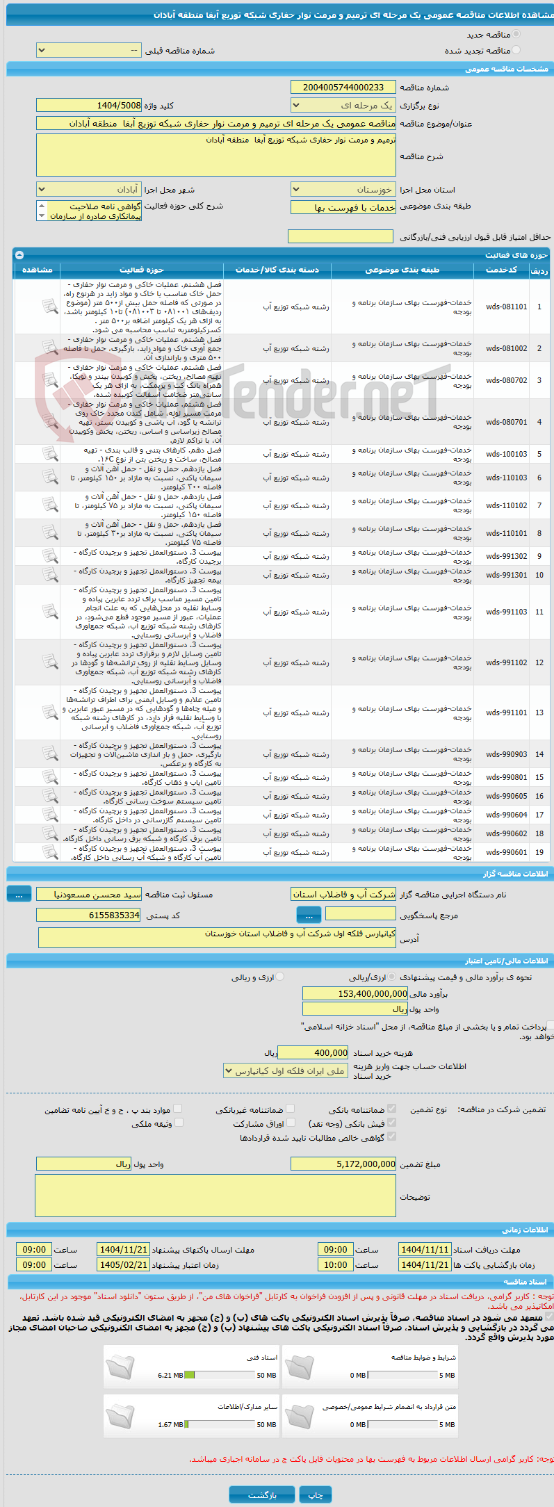 تصویر کوچک آگهی مناقصه عمومی یک مرحله ای ترمیم و مرمت نوار حفاری شبکه توزیع آبفا  منطقه آبادان 
