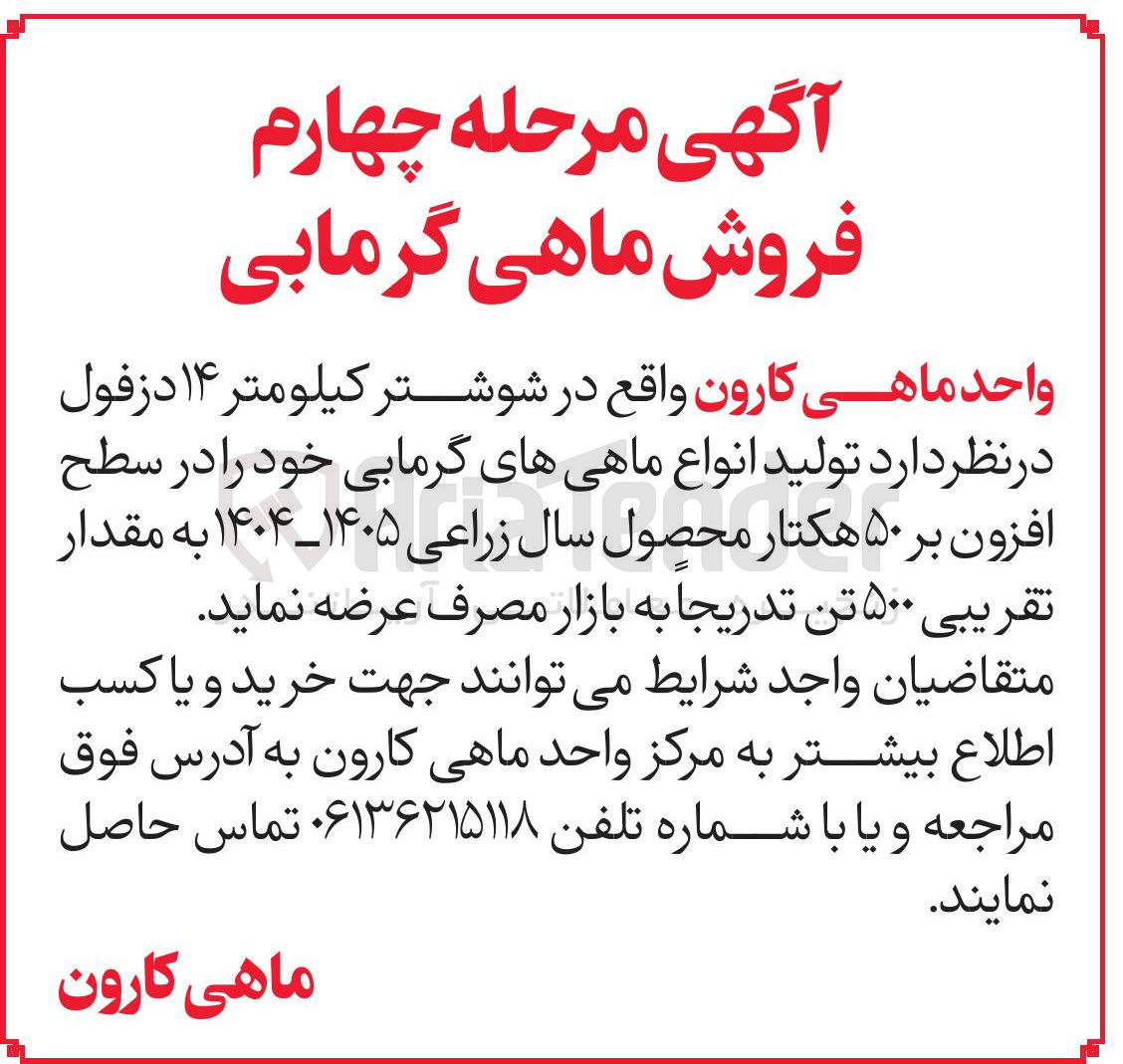 تصویر کوچک آگهی فروش ماهی گرمابی