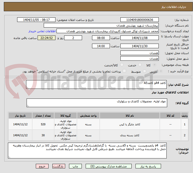 تصویر کوچک آگهی کاغذ A4و کاغذA5