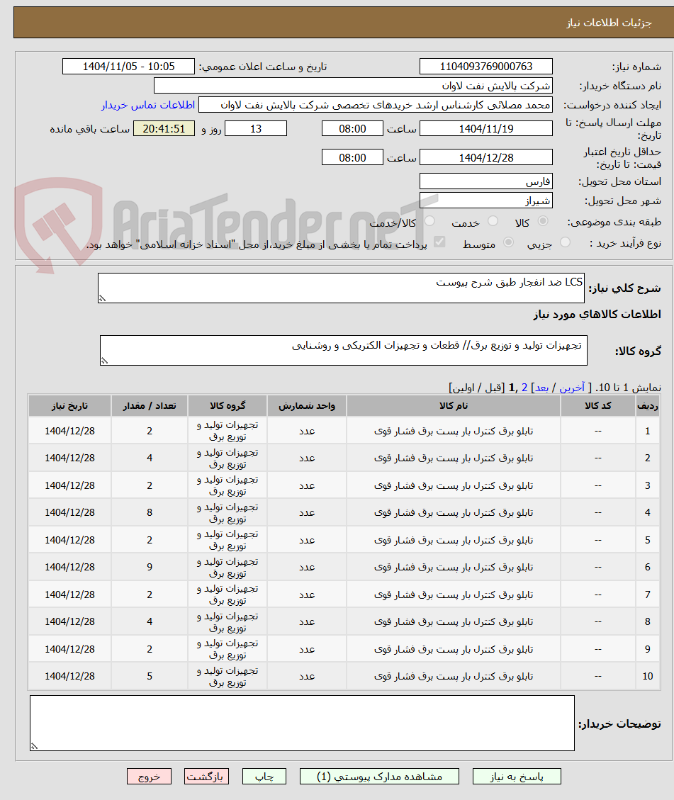 تصویر کوچک آگهی LCS ضد انفجار طبق شرح پیوست