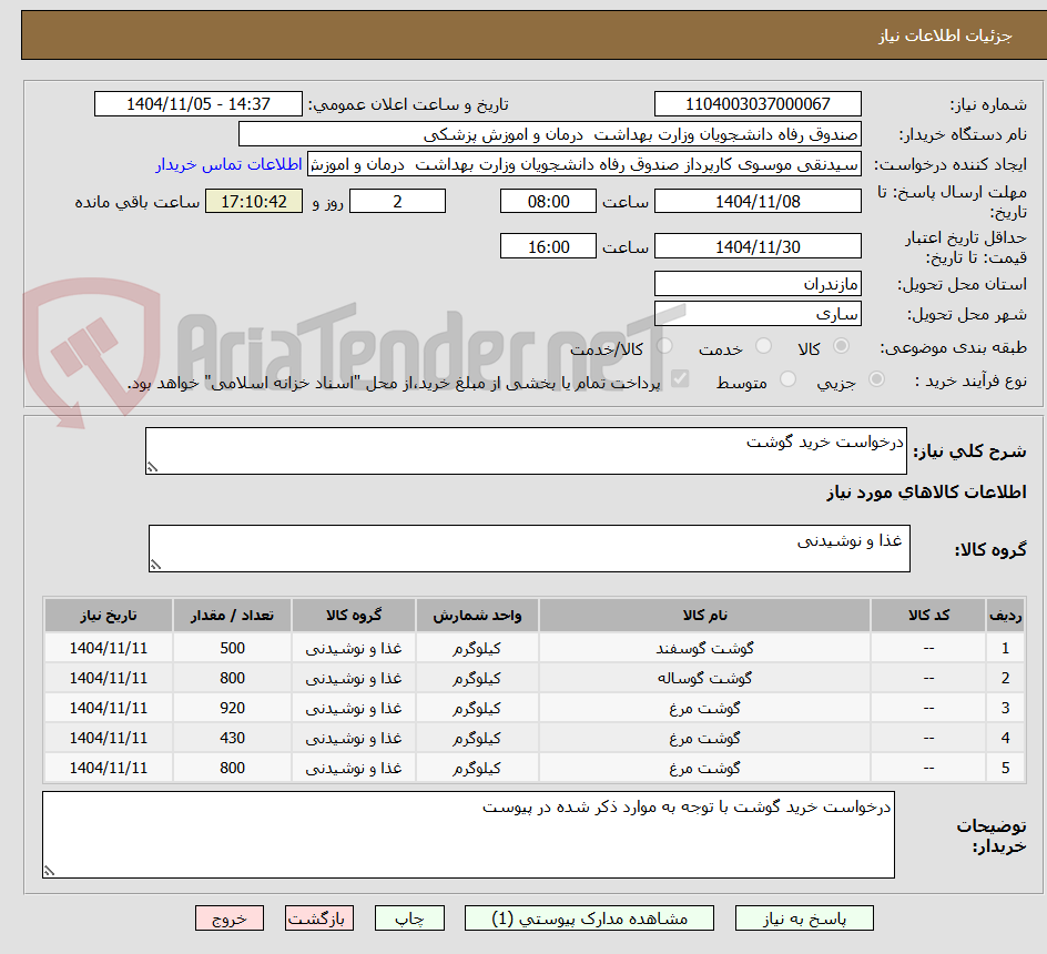 تصویر کوچک آگهی درخواست خرید گوشت