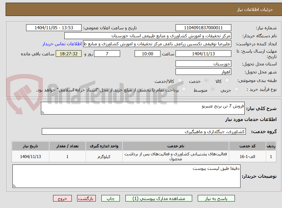 تصویر کوچک آگهی فروش 7 تن برنج عنبربو