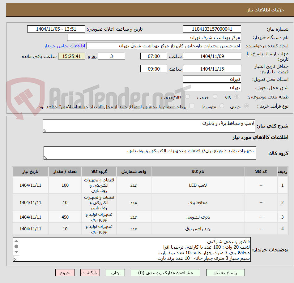 تصویر کوچک آگهی لامپ و محافظ برق و باطری 