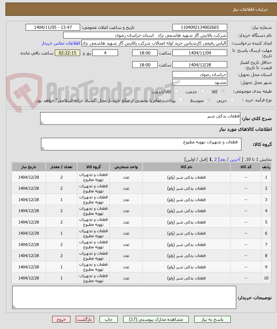 تصویر کوچک آگهی قطعات یدکی شیر