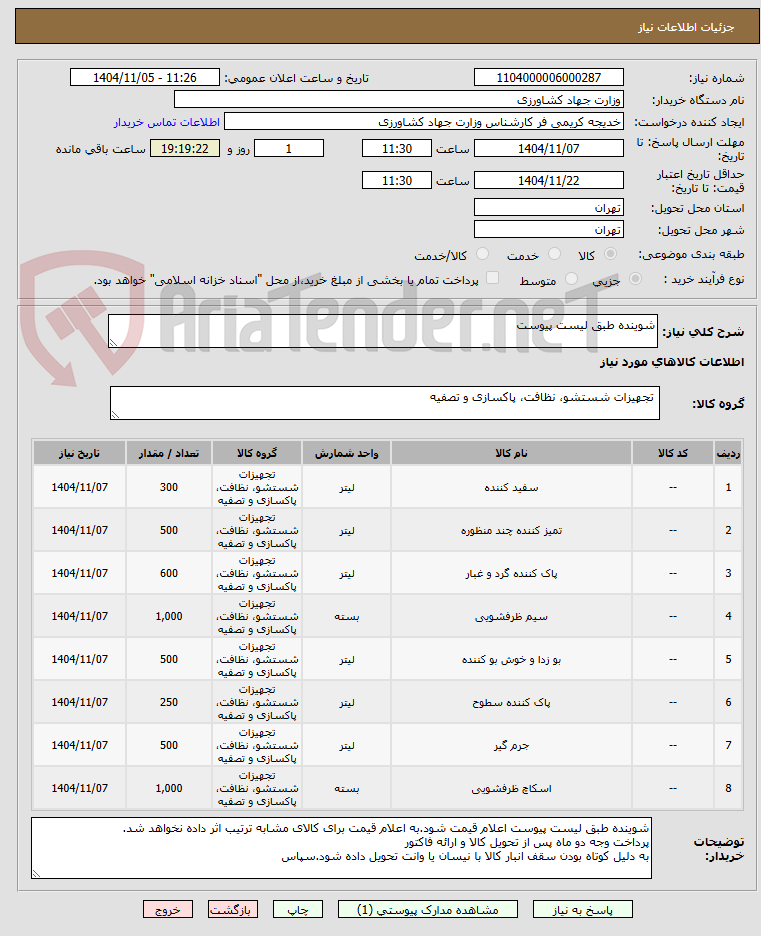 تصویر کوچک آگهی شوینده طبق لیست پیوست