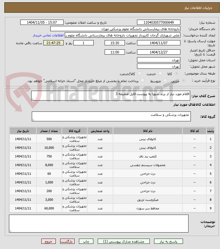 تصویر کوچک آگهی اقلام مورد نیاز از برند سوپا به پیوست فایل ضمیمه 3